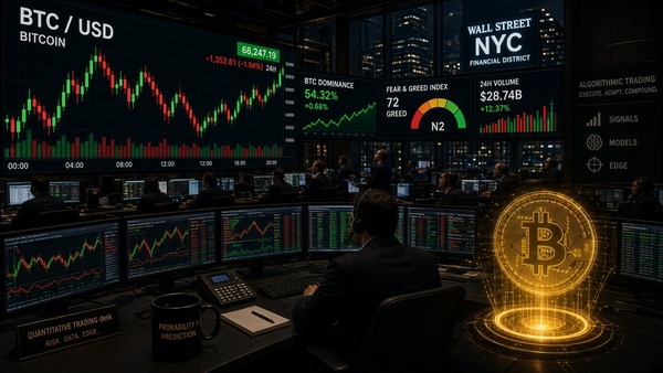 Bitcoin (BTC) coin on a trading desk