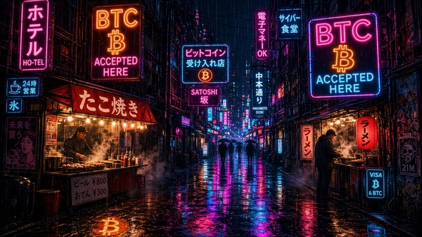 Bitcoin (BTC) coin on a city street