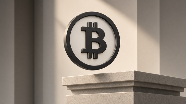 Bitcoin (BTC) coin in a minimal studio