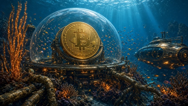 Bitcoin (BTC) coin underwater