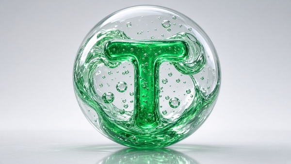 Tether (USDT) coin in liquid metal