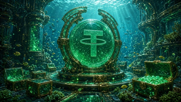Tether (USDT) coin underwater